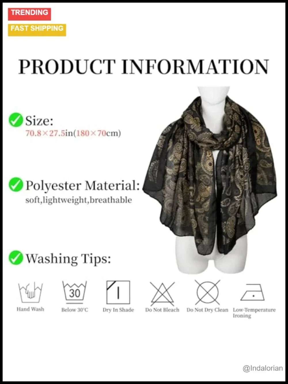 Lightweight Floral Cotton Scarf Shawl Wrap Thin Fall Winter Neck Scarves